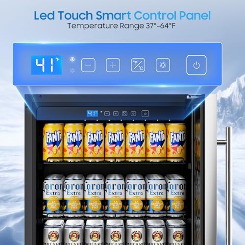 24 Inch Outdoor Beverage Refrigerator, 180 Cans Drink Fridge with Stainless Steel Door Built-In or Freestanding, Outdoor Fridge for Patio & Waterproof for Soda Beer Wine-Kitchen Bar Office - Image 5