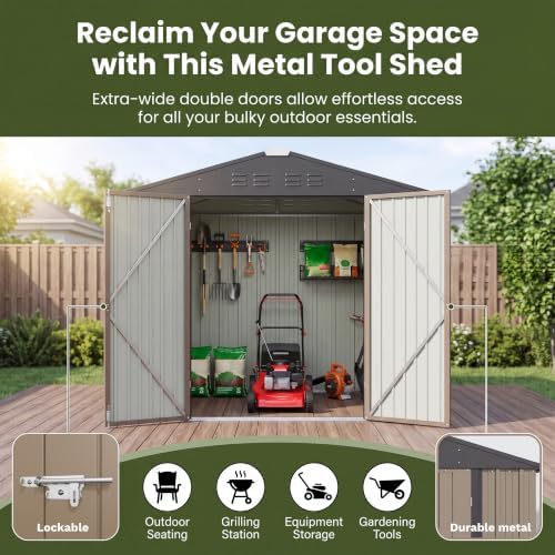 Patiowell 6x4 FT Storage Shed, Brown - Image 3