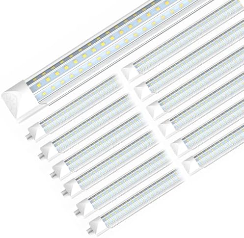 SHOPLED (12-Pack) 8FT LED Shop Light, 90W 11700LM 6000K, Linkable D-Shape by SHOPLED