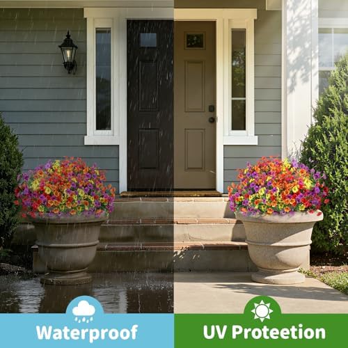 Artificial Outdoor Flowers, UV Resistant Waterproof Faux Plants, 12 Bundles - Image 7