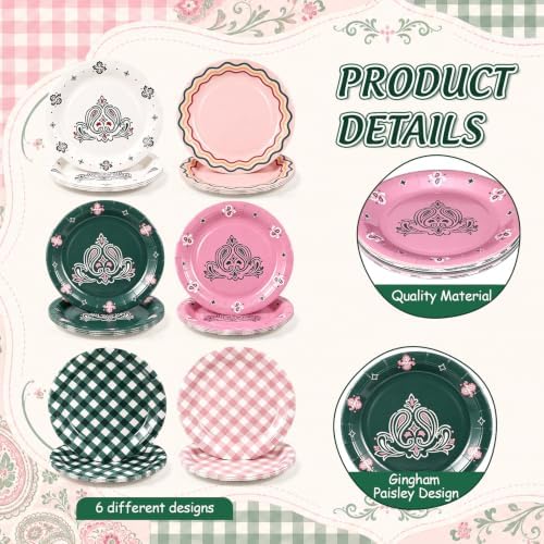 24 Pcs Camp Bachelorette Paper Plates 9" Gingham Decorations - Image 4