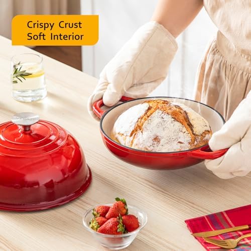 Velaze 5 QT Enameled Cast Iron Dutch Oven for Bread Baking with Dome Lid - Image 2