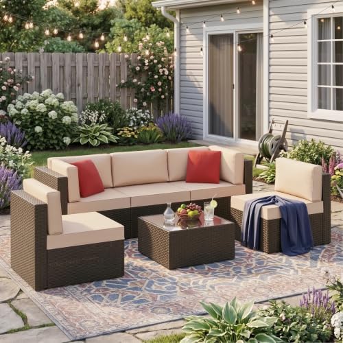 Vongrasig 6 Pieces Patio Furniture Set, Outdoor Sectional Patio Sofa Couch by Vongrasig