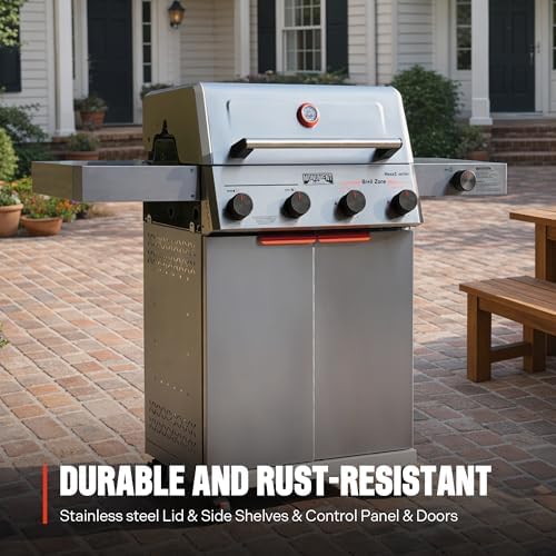 Monument Grills 4+1 Burner Stainless Steel 525 Sq.in Propane Gas Grill, 49,000 BTU, 500°F in 5 Mins, Outdoor Mesa 2 Grill with Broil Zone, 1 Side Burner, 1 Foldable Side Shelf, with Cooking Plate - Image 2