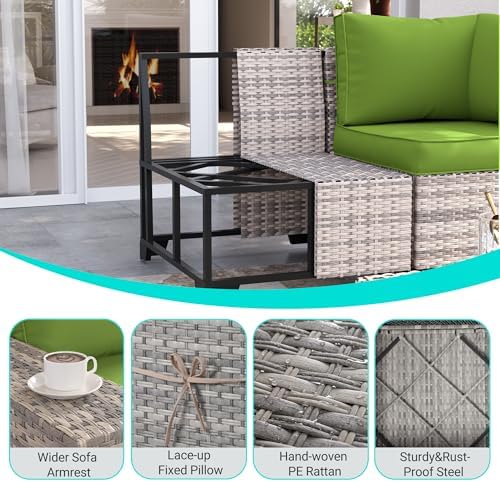 Outdoor Patio Furniture Set PE Wicker Rattan Outdoor Sectional Sofa - Image 2