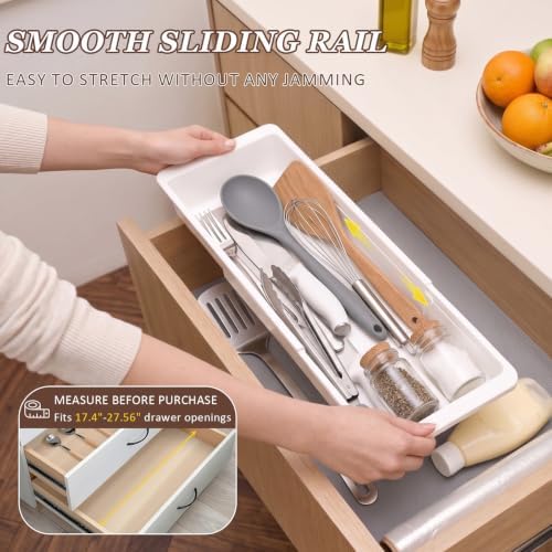 Deep Drawer Organizer, Adjustable Drawer Organizer, Suitable for Kitchens, Cosmetics, Daily Necessities, Barbecue Tools, Durable Plastic Material, Sliding Design, Convenient Storage.(Large* 2) - Image 4