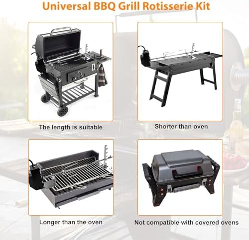 Universal BBQ Rotisserie Grill Kit, Automatic Rotating BBQ, UL Certificated Grill Rotisseries with 120V 4W Motor, 28” Spit Rod, 2 x 4 Forks, Complete Holders and Fixing Screw for Most Gas Grills - Image 7