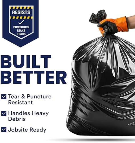 Plasticplace Contractor Trash Bags 55-60 Gallon │ 3.0 Mil │ Black Heavy Duty Garbage Bag │ 38” x 58” (32 Count) - Image 3