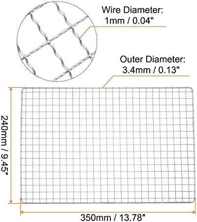 HARFINGTON Square BBQ Grill Net 13.8"x9.4" Stainless Steel Cross Wire Barbecue Mesh Mat for Baking Smoking Charcoal Grilling Roasting - Image 2