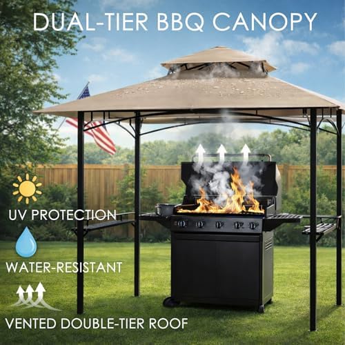 Kozyard Andra 8' x 5' BBQ Grill Gazebo Canopy Tent, Vented Soft Top Roof - Image 3