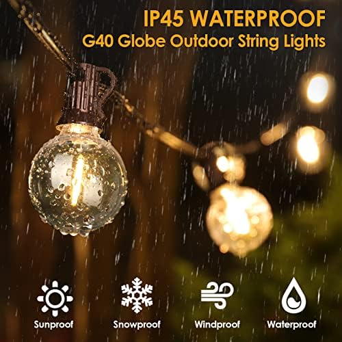 Mlambert 50Ft LED Outdoor String Lights G40 Globe Dimmable Patio Light, Waterproof Hanging String Light with 27 Warm White Shatterproof Bulbs(2 Spare) - Image 3
