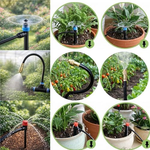 240FT Drip Irrigation System for Garden: Quick Connect 1/2" OD 5/16" ID PE Main Tubing Automatic Sprinkler Kit Adjustable Misting Part 1/4" Watering Hose for Outdoor Raised Bed Plants Flower Yard - Image 6