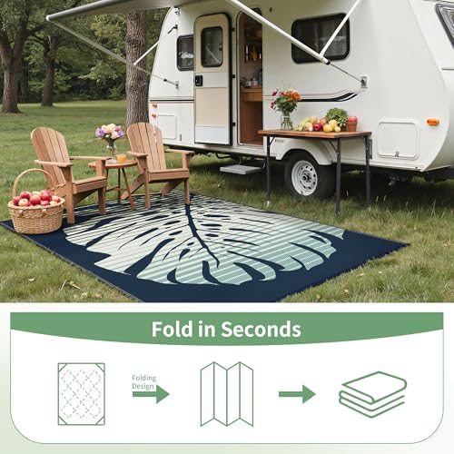 GENIMO Outdoor Rug, Waterproof Plastic Rugs for Patio, 6'x9' Sea Green - Image 7