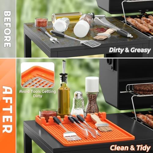 MealHelper Silicone Griddle Tools Mat, Grill with Seasoning Jars Holder - Image 4