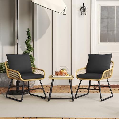 Yaheetech 3 Piece Patio Bistro Set, Outdoor Wicker Bistro Furniture Sets - Image 2