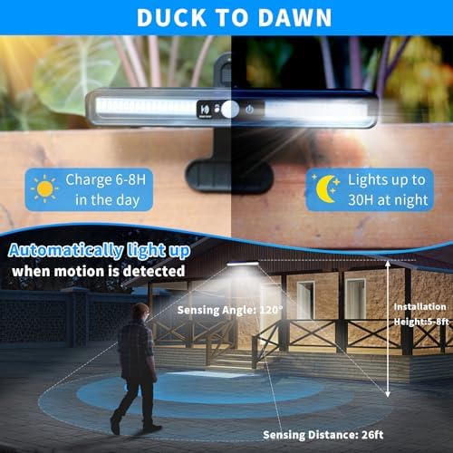 Clip On Solar Lights Outdoor with PIR Motion Sensor (Black ,4 Pack ,6000K) - Image 3