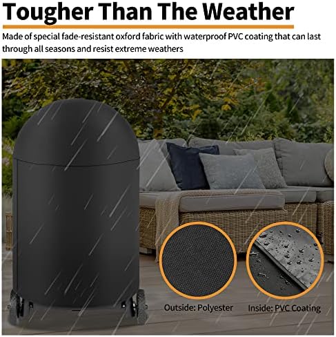 NEXCOVER Round Grill Cover | 34” Dia by 41”H BBQ Cover, Dome Smoker Cover, Fade & UV Resistant Barbecue Cover, Waterproof Heavy Duty Barbeque Cover, Compatible for Char-Griller Akorn Kamado Grills - Image 6