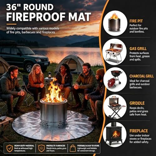 36" Round Fire Pit Mat for Solo Stove Bonfire, 2mm Thick - Image 5