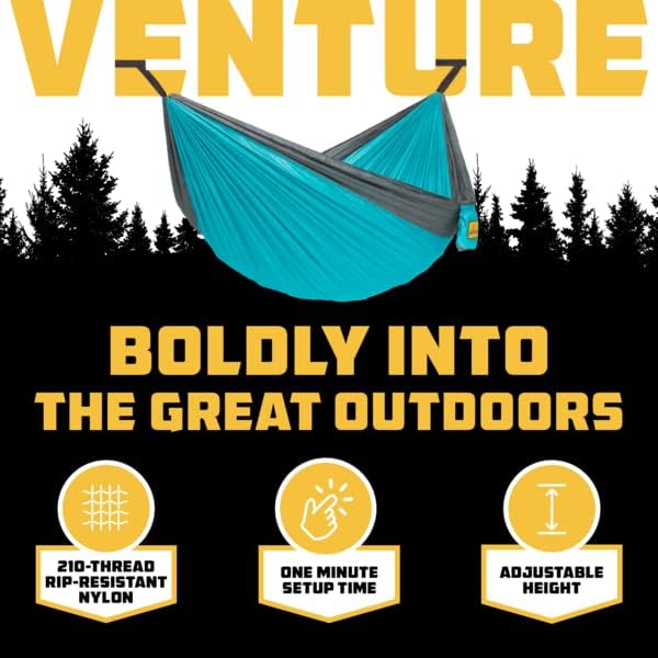 Wise Owl Outfitters Hammock for Camping Single Hammocks Gear for The Outdoors Backpacking Survival or Travel - Portable Lightweight Parachute Nylon SO Lt Blue & Grey - Image 3
