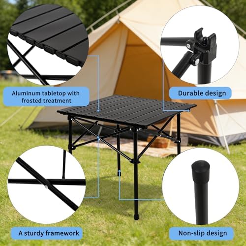 Camping Table with 2 Chairs, Portable Folding Picnic Table Set - Image 5