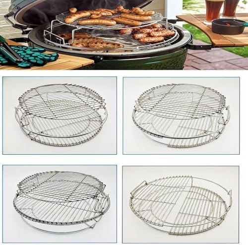 S28 3 Tier 5 Piece 304 Stainless Steel Grill Stack Rack Replacement Kit for Big Green Egg Large, Rack for Eggspander 5 Piece Kit Conveggtor Basket - Image 4