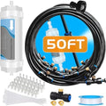 Misting System with Water Filter - Upgraded Signice 50 Ft (15.3M) Line & 12 Brass Mist Nozzles Outdoor Misters for Patio Cooling Mister Systems Kit for Outside Garden Backyard Greenhouse (Black) by MakeLifeMoreAttractive