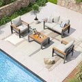 Aoxun Aluminum Patio Furniture Set 4 Seats, Grey by Aoxun
