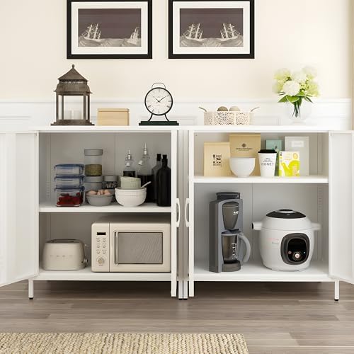 Metal Locker Storage Cabinet with Adjustable Shelf and Doors Bathroom Storage Cabinet Kids Locker for Utility Entryway Laundry Rooms (White) - Image 2