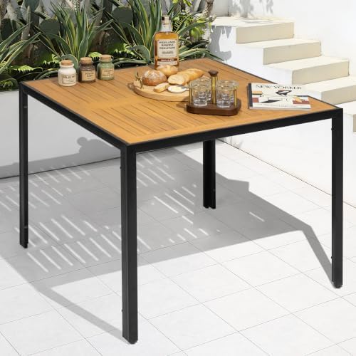 NUU GARDEN Outdoor Square Dining Table for 4 with Acacia Wood Top - Image 5