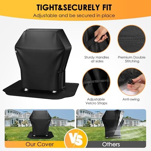 32 Inch Grill Cover＆Under Grill Mat, Weather, UV & Fade Proof for Outdoor - Image 4