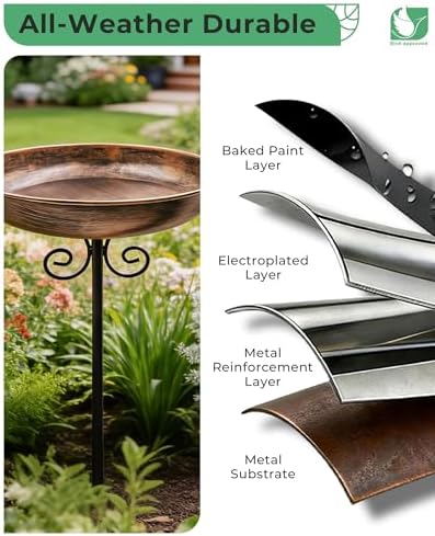 10" Small Metal Bird Bath with Stake, Outdoor Birdbath for Garden - Image 5
