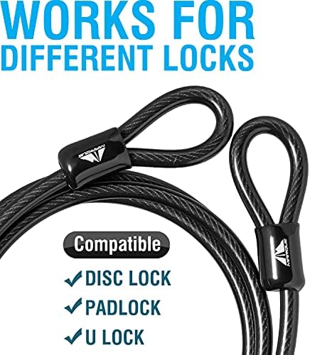 MARQUE Security Steel Cable - 3/8 inch (10 mm) Thick (4', 7', 15', 20' or 30') Vinyl Coated Braided Steel Cable with Double Sealed Looped Ends for U-Lock, Padlock, Disc Lock (30 FT) - Image 4