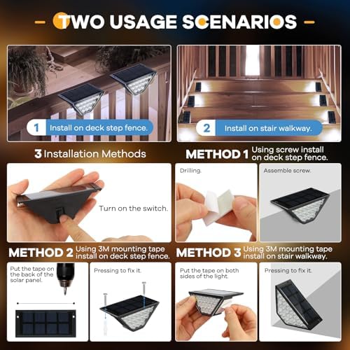 BKBB PPBB Solar Step Lights for Outside, Solar Stair Lights Outdoor Waterproof, Deck Step Lights for Fence, Patio, Yard, Porch, Front Door, Sidewalk, Garden, Patio Decor (6, Cool White) - Image 3