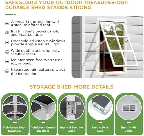WACASA 10x12 FT Large Resin Plastic Outdoor Storage Shed with Floor - Image 4
