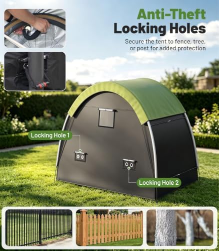 Housolution Anti-Theft Bike Storage Tent with Rain Cover for 2-3 Bikes - Image 4