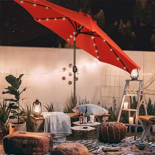 Blissun 9 ft Solar Umbrella, 32 LED Lighted Patio Umbrella, Table Market Umbrella, Outdoor Umbrella for Garden, Deck, Backyard, Pool and Beach (Orange) - Image 6