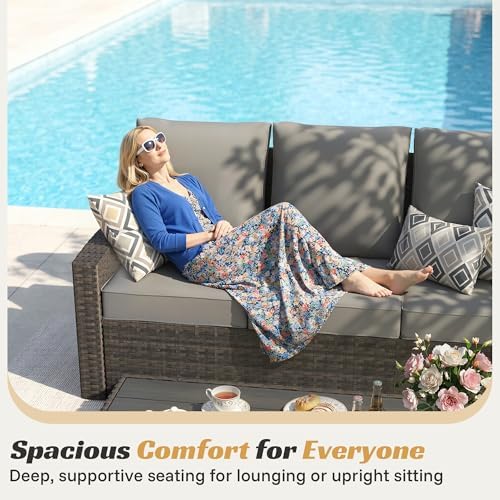 Outdoor Patio Furniture Set, 6 Pcs Wicker Patio Conversation Sets - Image 4