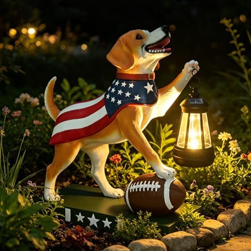 Solar Dog Garden Statues with Clearance Lights, 11" Dog Figurine Home Decor by VMANYFIRE