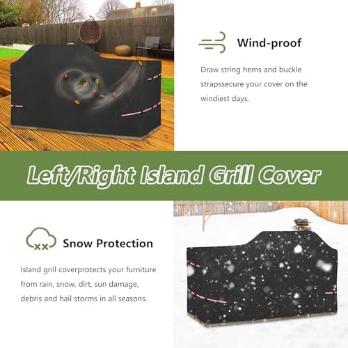 98 Inch Island Grill Cover - 600D Heavy Duty Waterproof All Weather Protection Extra Large Grill Covers,Island with Left/Right Grill Head,Grill Cover for Outdoor Grill, BBQ Cover - Image 7