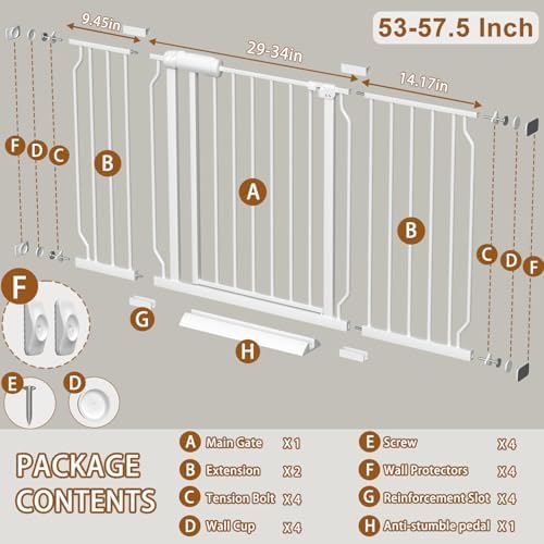 Fairy Baby 53-57.5 inch Extra Wide Baby Gates Auto Close Child Safety Gates - Image 2