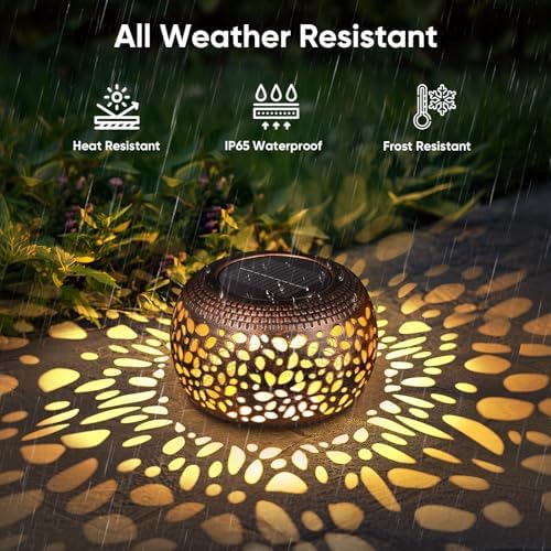 Solar Lanterns Outdoor Waterproof: 2 Pack Red Copper Garden Table Decor - Image 4