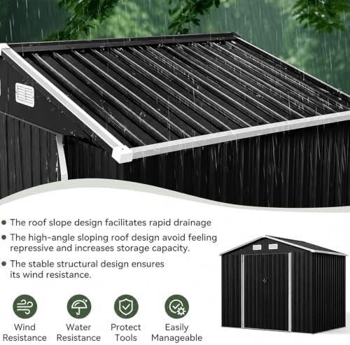 Aoxun 8x6 FT Shed Outdoor Storage Shed, Black - Image 4