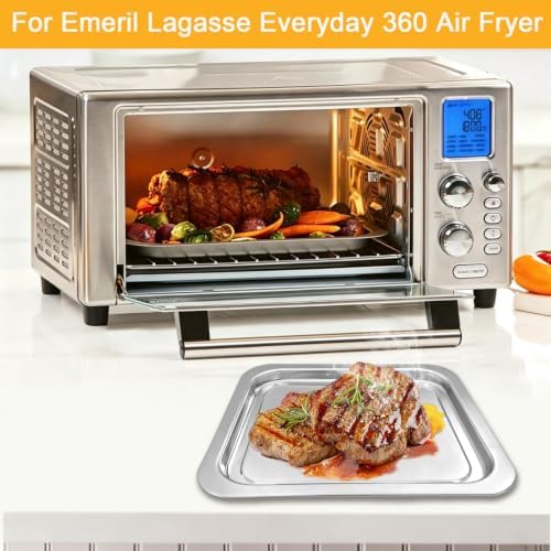 Air Fryer Replacement Parts for Emeril Lagasse Everyday 360 Air Fryer, Food-Grade Non-stick Stainless Steel Air Fryer Accessories，Including 12''×10'' Grill Pan Plate Tray and 12.4''×10'' Wire Rack - Image 3