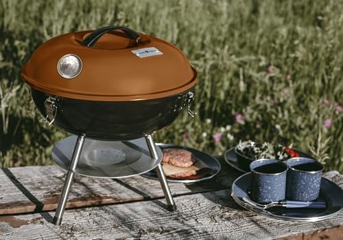 GasOne 14-inch Portable Charcoal Barbecue Grill with Thermometer Lux Brown - Image 7