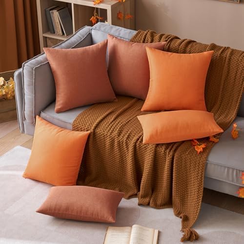 MIULEE Decorative Outdoor Pillow Covers Fall Euro 24x24 Rust - Image 5