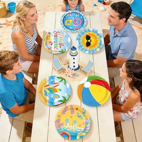 60 Pcs Beach Pool Party Paper Plate 7" Heavy Duty for Summer - Image 7