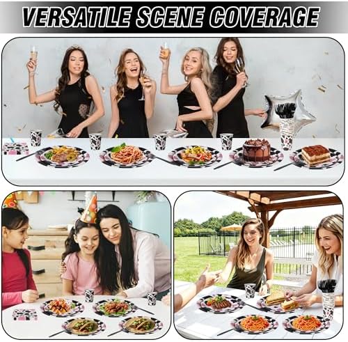 144 Pcs Cow Print Tableware Set for 24 Guests, Heavy-Duty 7" & 9" Paper Plates, Cups, 2-Ply 13" Napkins & Plastic Forks, Disposable Party Supplies for Cow Birthday, Farm and Western Party - Image 5