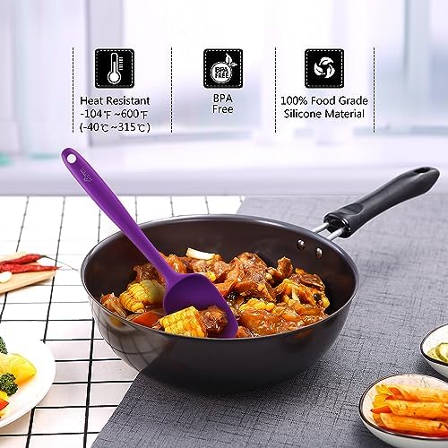 HOTEC BPA-Free Silicone Rubber Spatula Set, Purple, Set of 5 - Image 4