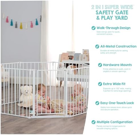 Regalo Safety 24"-192" Metal 2-in-1 Super Wide Baby Gate & Play Yard - Image 5