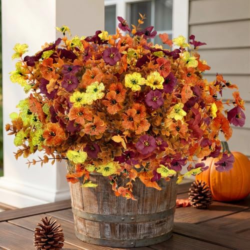 Artificial Flowers Outdoor, UV Resistant Faux Plants, Fall Decor,12 Bundles by Unknown